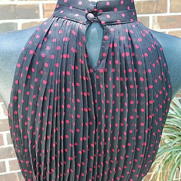 Retro Pleated Chiffon Belted Polka Dot Dre… - Picture 3 of 8